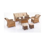 Evdemo Eren Rattan Puflu Bahçe Balkon Takımı 3+1+1 Kahverengi