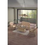 Evdemo İcon 2+1+1 Cappuccino Camlı Masa Rattan Bahçe Balkon Oturma Takımı