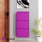Evdemo Kilitli 3 Kapaklı Metal Ayakkabılık Mürdüm