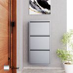 Evdemo Kilitli 3 Kapaklı Metal Ayakkabılık Silver Gümüş