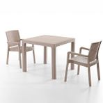 Evdemo King 2 Kişilik Rattan Masa Sandalye Takımı Cappuccino Gri