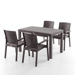 Evdemo King 4 Kişilik Rattan Masa Sandalye Takımı Kahve