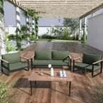 Evdemo Kobalt Haki Sehpalı 2+1+1 Bahçe Balkon Mobilyası