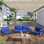 Evdemo Kobalt Mavi Sehpalı 2+1+1 Bahçe Balkon Mobilyası