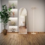 EVDEMO Pamir Beyaz Metal Çerçeveli Ayaklı Oval Boy Aynası 180X50 cm - 180 x 50 cm