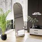 Evdemo Pamir Gold Metal Çerçeveli Ayaklı Oval Boy Aynası 180x50 Cm Altın