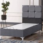 Evdemo Prestij Gri 90x190 cm Tek Kisilik Baza Başlık Set
