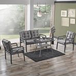 Evdemo Rio 2+1+1 Cam Masalı Rattan Bahçe Balkon Oturma Takımı Gri