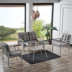 Evdemo Rio Rattan Bahçe Balkon Oturma Takımı 2+1+1+camlı Masa Kemik Rengi Naturel