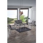 Evdemo Rio Rattan Bahçe Balkon Oturma Takımı 2+1+1+Camlı Masa Kemik Rengi