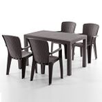 Evdemo Side 4 Kişilik Rattan Masa Sandalye Takımı Kahve Siyah