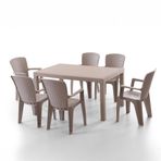 Evdemo Side 6 Kişilik Rattan Masa Sandalye Takımı Cappuccino