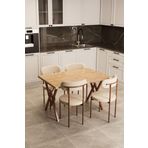 Evdemo Trend 4 Kişilik Mutfak Masa Takımı Atlantik Çam-Krem-Kahve 120x80x75 cm