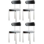 EVDEMO Trend 4 Kişilik Mutfak Sandalye Seti – Metal Ayaklı, Silinebilir Kumaş, Ergonomik ve Dayanıklı Tasarım