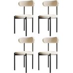 EVDEMO Trend 4'lü Mutfak Masası Sandalyesi Krem-Siyah Metal Malzeme ile Ergonomik Tasarım