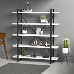 Evdemo Wood Metal Beyaz Kitaplık