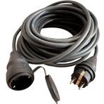 Evden Elektrikli Araba Şarj Uzatma Kablosu Topraklı%100 Bakır 3x2.5mm (SİYAH, 1 METRE)