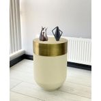 Evdeniste Dekoratif Eskitme Darbuka Beyaz 60 cm Sehpa