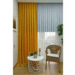 Evdepo Home Hardal Düz Renk Pileli Soft 1-3 Sık Pile Tek Kanat 100x260 cm Fon Perde