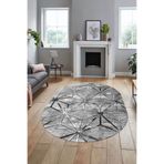 Evdeya 3D Baskılı Kaymaz Taban Yıkanabilir Modern Oval Yolluk Koridor Mutfak Salon Halısı O-MODERN-39, Gri, 100 x 300