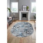 Evdeya 3D Baskılı Kaymaz Taban Yıkanabilir Modern Oval Yolluk Koridor Mutfak Salon Halısı O-MODERN-39, Mavi, 80 x 300