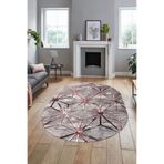 Evdeya 3D Baskılı Kaymaz Taban Yıkanabilir Modern Oval Yolluk Koridor Mutfak Salon Halısı O-MODERN-39, Pembe, 120 x 250
