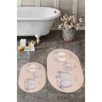 Evdeya 3d Dijital Baskılı Yıkanabilir Anne Baba Çocuk Ikili Oval Banyo Halısı, Klozet-16-Renkli,