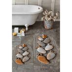Evdeya 3D Dijital Baskılı Yıkanabilir Ayak Izi Desenli Ikili Oval Banyo Halısı Paspas, Klozet-15-Kahve, - Kahverengi