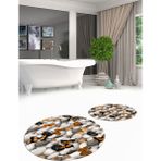 Evdeya 3d Dijital Baskılı Yıkanabilir Kelebek Desenli Ikili Banyo Halısı Paspas Yuvarlak, Klozet-44-Kahve, - Kahverengi
