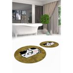 Evdeya 3D Dijital Yıkanabilir Kaymaz Kedi Desen İkili Banyo Halısı Paspas Yuvarlak Klozet Takımı Y-KLOZET-43, Kahverengi, 40 x 60