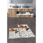 Evdeya 3D Kelebek Desenli Yıkanabilir Kaymaz Silinir İkili Banyo Halısı Paspas Klozet Takımı KLOZET-45, Kahverengi, 60 x 100
