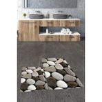 Evdeya 3d Renkli Taş Desenli Yıkanabilir Kolay Silinir Ikili Banyo Halısı Paspas, Klozet-46-Kahve, - Kahverengi