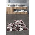 Evdeya 3d Renkli Taş Desenli Yıkanabilir Kolay Silinir Ikili Banyo Halısı Paspas, Klozet-46-Pembe,