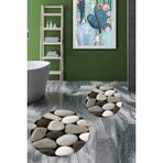 Evdeya 3d Renkli Taş Desenli Yıkanabilir Kolay Silinir Ikili Banyo Halısı Paspas Yuvarlak, Klozet-46-Kahve, - Kahverengi