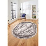 Evdeya Baskılı Kaymaz Taban Yıkanabilir Çerçeve Mermer Desen Oval Mutfak Yolluk Salon Halısı O-MERMER-03, Gri, 120 x 250