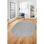 Evdeya Baskılı Kaymaz Taban Yıkanabilir Kilim Desen Oval Yolluk Mutfak Salon Halısı O-SADE-02, Gri, 120 x 180