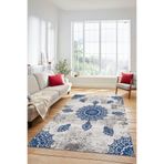 Evdeya Baskılı Kaymaz Taban Yıkanabilir Koridor Halısı Mutfak Halısı Salon Halısı MODERN-45, Mavi, 160 x 230