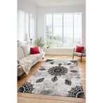 Evdeya Baskılı Kaymaz Taban Yıkanabilir Koridor Halısı Mutfak Halısı Salon Halısı MODERN-45, Siyah, 80 x 200