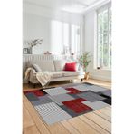 Evdeya Baskılı Kaymaz Taban Yıkanabilir Koridor Halısı Mutfak Halısı Salon Halısı MODERN-47, Bordo, 180 x 280