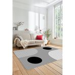 Evdeya Baskılı Kaymaz Taban Yıkanabilir Koridor Halısı Mutfak Halısı Salon Halısı MODERN-52, Gri, 120 x 180