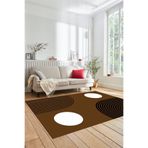 Evdeya Baskılı Kaymaz Taban Yıkanabilir Koridor Halısı Mutfak Halısı Salon Halısı MODERN-52, Kahverengi, 80 x 250