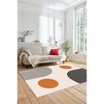 Evdeya Baskılı Kaymaz Taban Yıkanabilir Koridor Halısı Mutfak Halısı Salon Halısı MODERN-52, Turuncu, 40 x 60