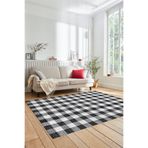 Evdeya Baskılı Kaymaz Taban Yıkanabilir Modern Koridor Halısı Mutfak Halısı Salon Halısı MODERN-55, Siyah, 80 x 150
