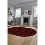 Evdeya Baskılı Kaymaz Taban Yıkanabilir Modern Oval Koridor Halısı Halısı Salon Halısı O-MODERN-55, Bordo, 80 x 150