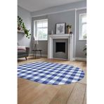 Evdeya Baskılı Kaymaz Taban Yıkanabilir Modern Oval Koridor Halısı Halısı Salon Halısı O-MODERN-55, Lacivert, 160 x 230