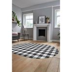 Evdeya Baskılı Kaymaz Taban Yıkanabilir Modern Oval Koridor Halısı Halısı Salon Halısı O-MODERN-55, Siyah, 100 x 250
