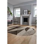 Evdeya Baskılı Kaymaz Taban Yıkanabilir Modern Oval Koridor Halısı Mutfak Halısı Salon Halısı O-MODERN-54, Kahverengi, 80 x 250