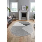 Evdeya Baskılı Kaymaz Taban Yıkanabilir Modern Oval Yolluk Koridor Mutfak Salon Halısı O-MODERN-38, Gri, 120 x 180