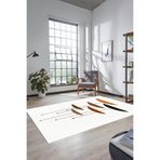 Evdeya Baskılı Kaymaz Taban Yıkanabilir Modern Yolluk Mutfak Salon Halısı MODERN-112, Beyaz, 80 x 250