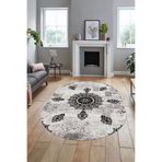 Evdeya Baskılı Kaymaz Taban Yıkanabilir Oval Koridor Halısı Mutfak Halısı Salon Halısı O-MODERN-45, Siyah, 60 x 150